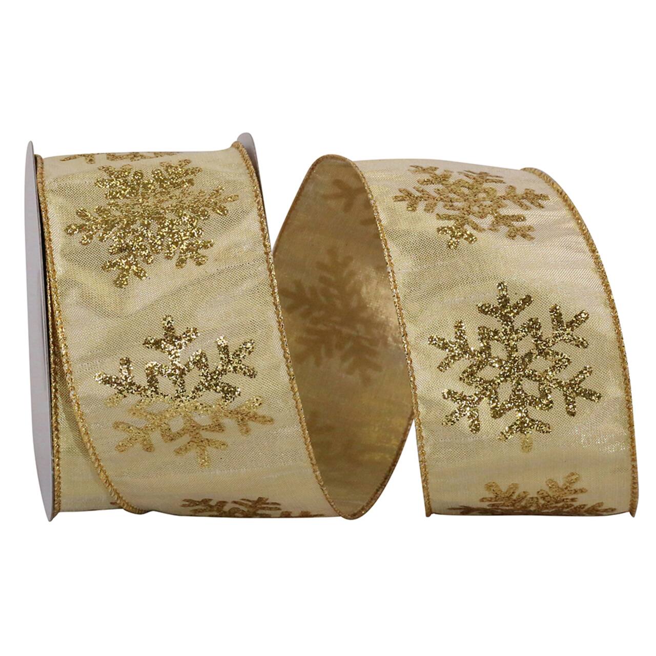 JAM Paper 2.5" x 10yd. Wired Glitter Snowflake Ribbon